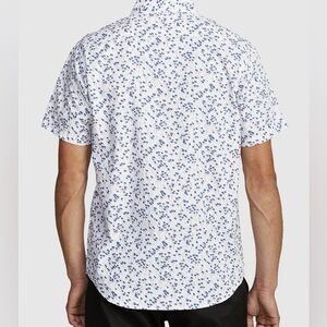 New Italian Cotton Men's Blue Floral Short Sleeve Shirt by Tintorio Mattei 954